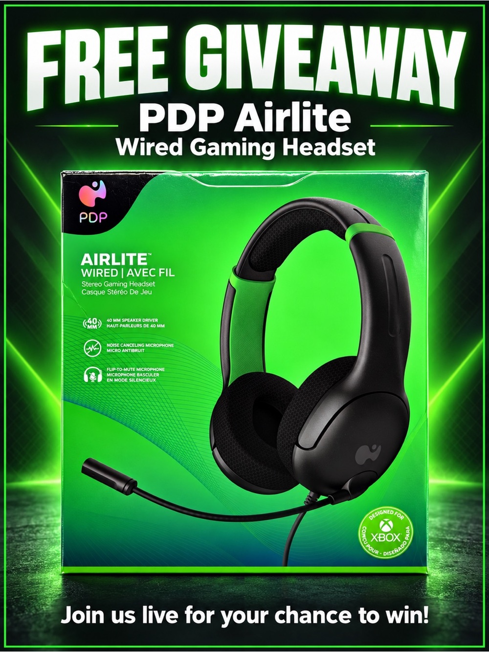 Airlite Wired Gaming Headset - Black